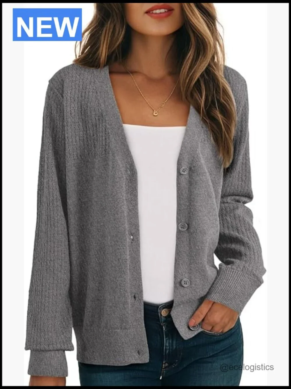 Wool Blend Cardigan Long Sleeve Button Down Knit Top Hollow Out Cozy Loose Fit